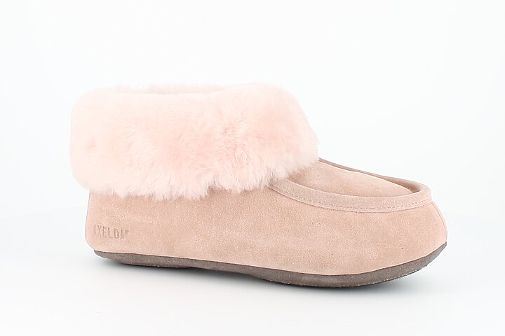 Fårskinnstofflor med gummisula rosa Axelda London