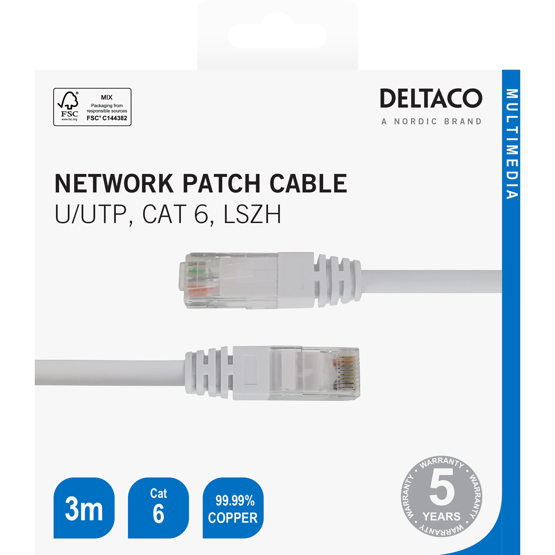 Patchkabel U/UTP Cat6 3m,vit - 3