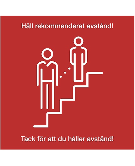 Golvdekal trappa 'håll avstånd' 20x20cm