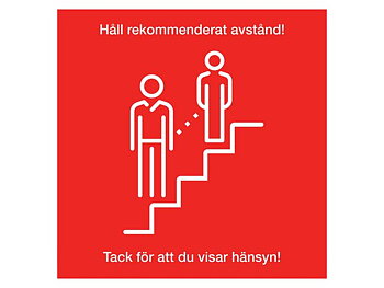 Golvdekal trappa 'håll avstånd' 20x20cm