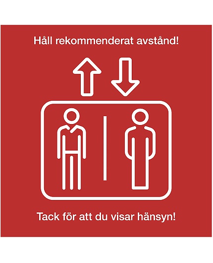 Golvdekal hiss 'håll avstånd' 20x20cm