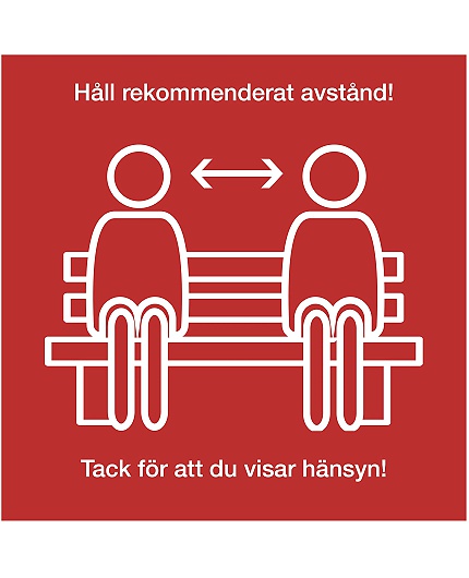 Golvdekal bänk 'håll avstånd' 20x20cm