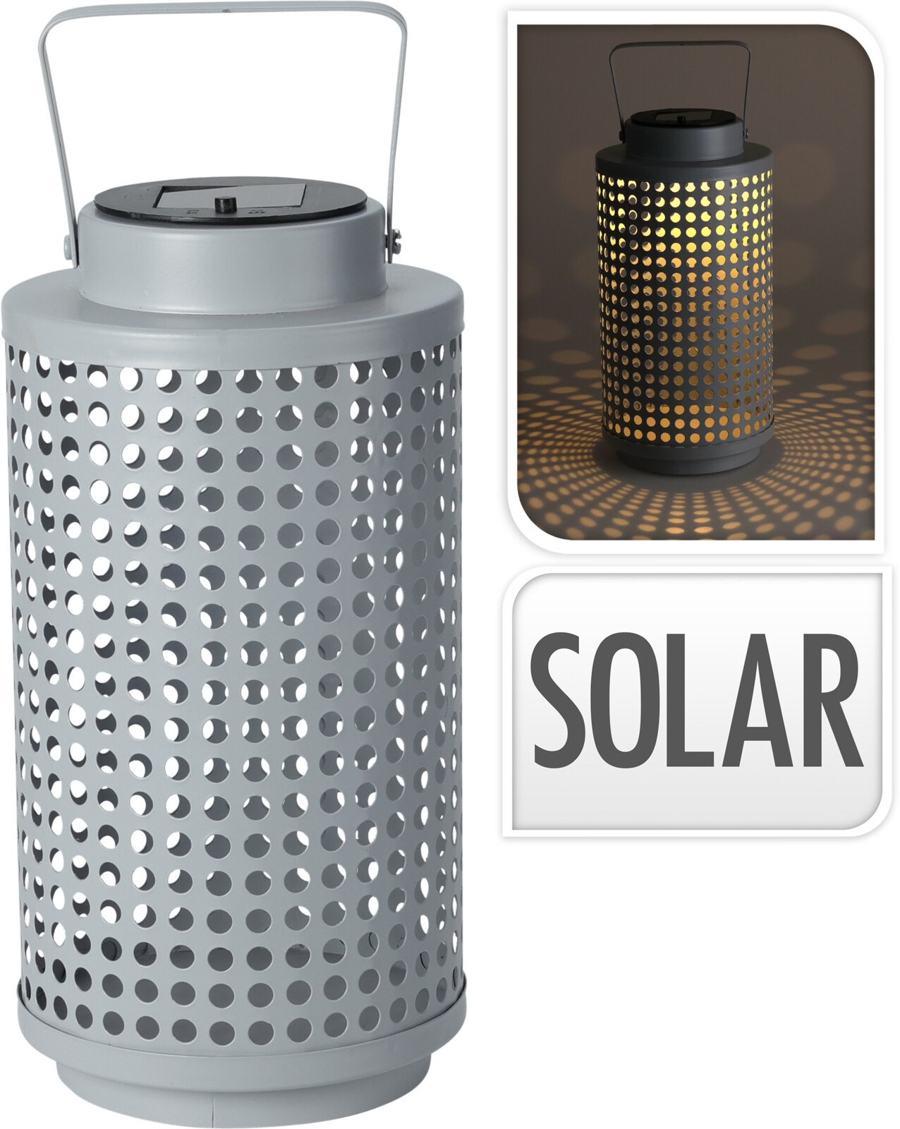 Solcellslykta i metall Vit