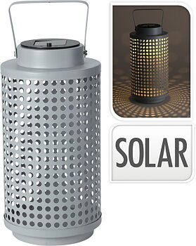 Solcellslykta i metall Vit
