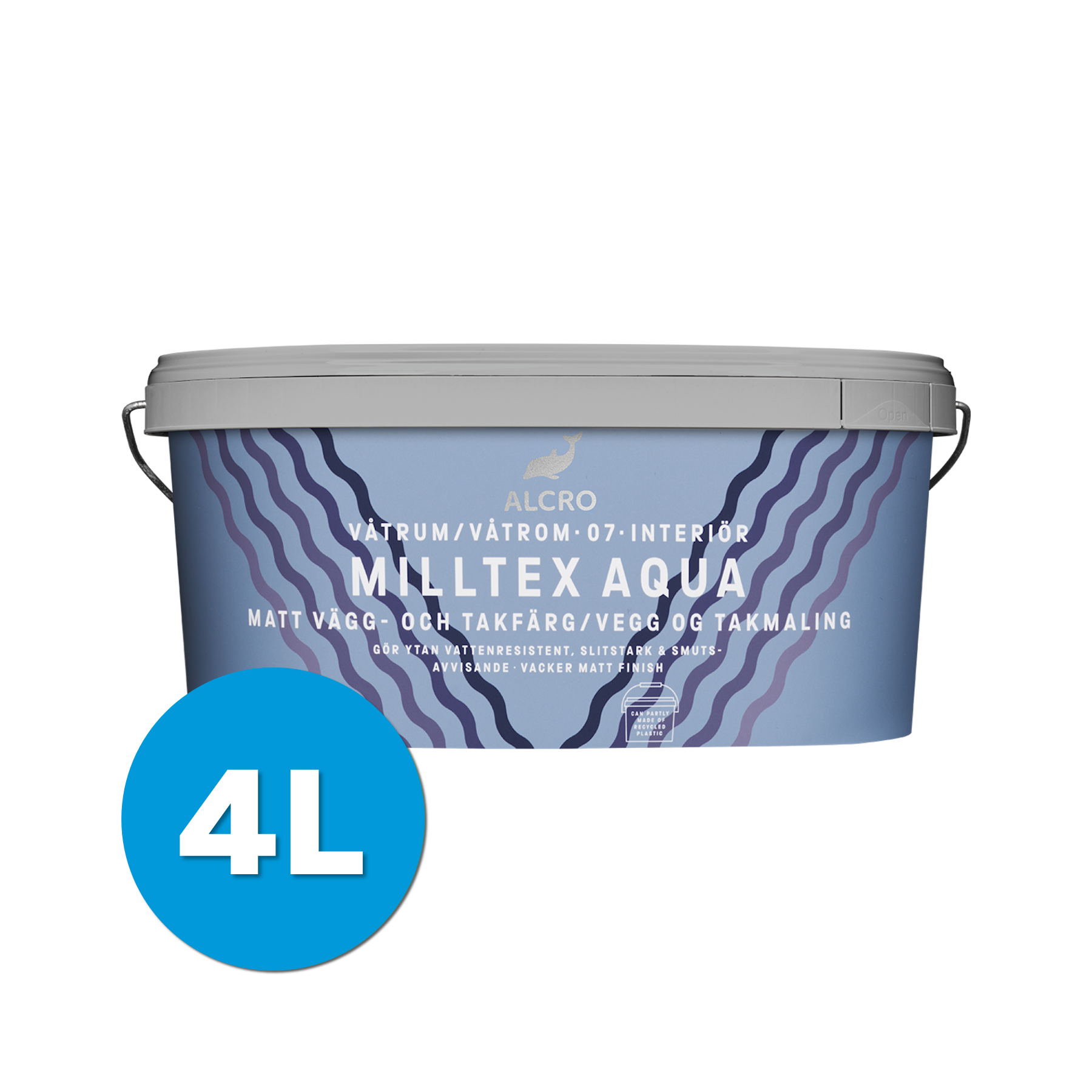 Milltex Aqua Matt Täckfärg för Våtrum 4L