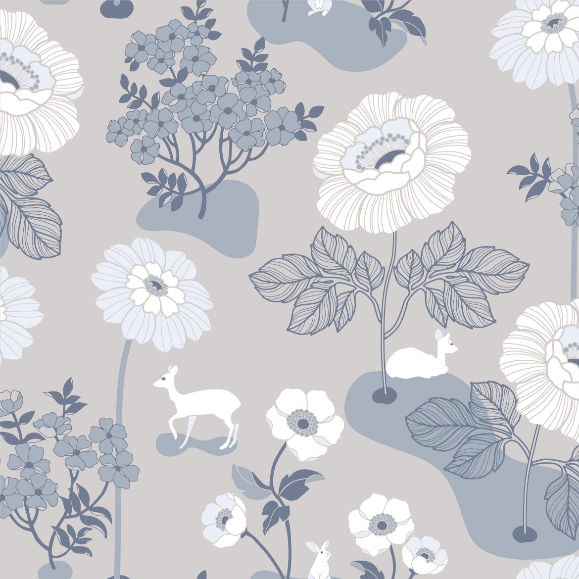 Blomsteräng, grå - 398-04