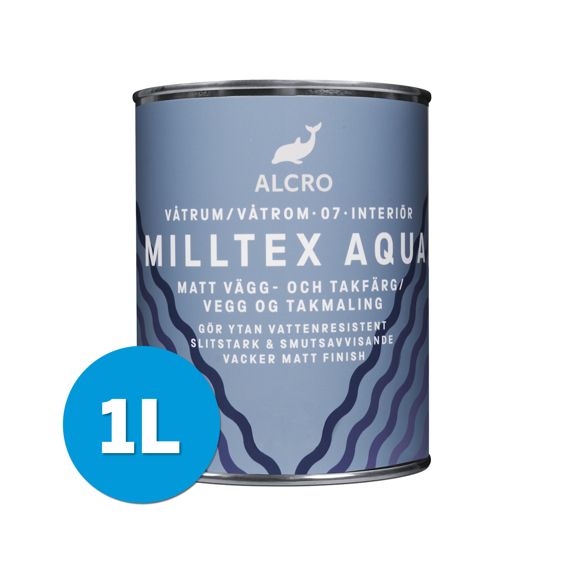 Milltex Aqua Matt Täckfärg för Våtrum 1L