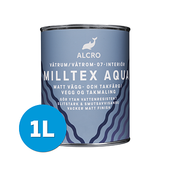 Milltex Aqua Matt Täckfärg för Våtrum 1L