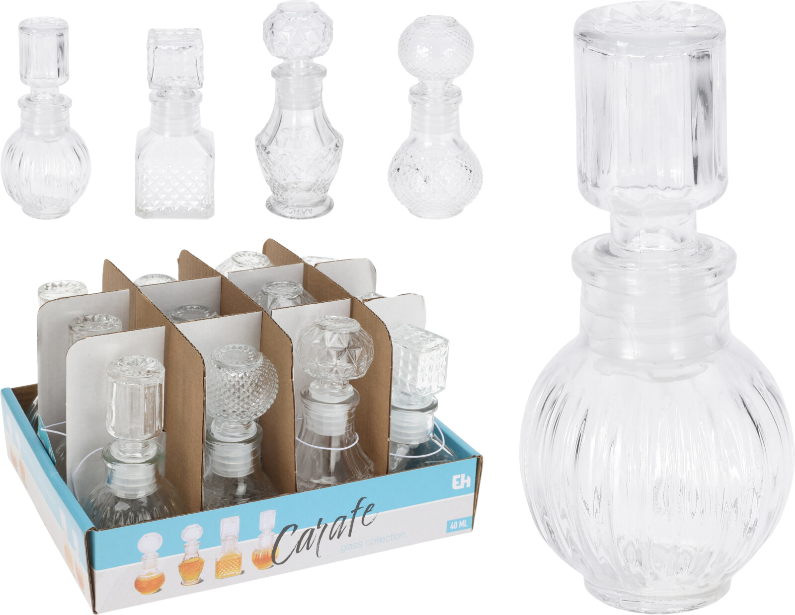 Glasflaska med kork 4st olika designs