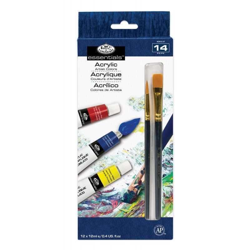 Akrylfärgset 12x12ml + 2 Penslar