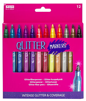 Glitterfiberpennor 12-pack