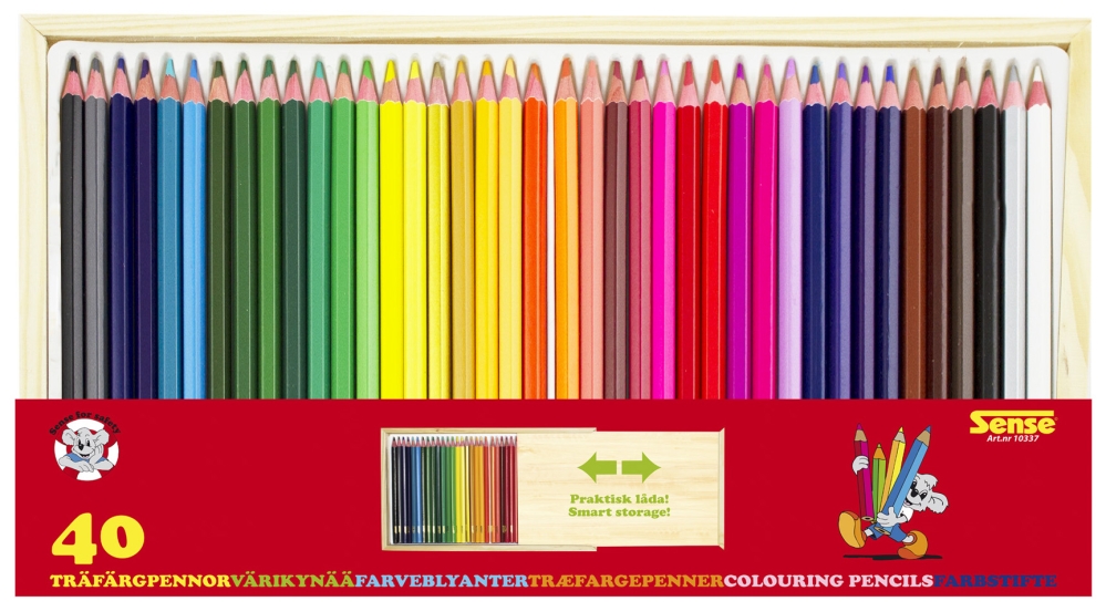 Träfärgpennor 40-pack