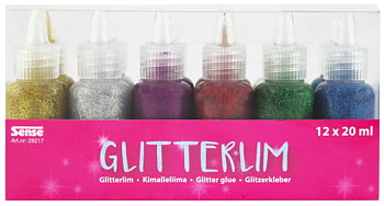 Glitterlim flaskor 12-pack