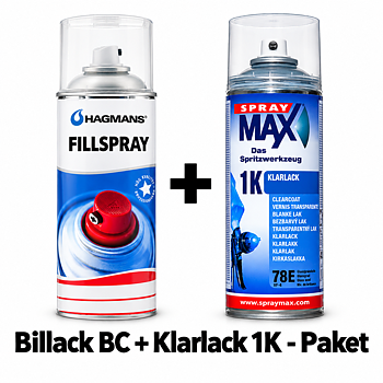 Billack Paket Sprayburk Bas+Klarlack 1K