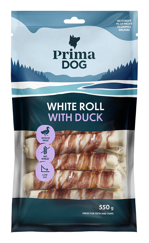 Vit Tuggrulle med Anka 550g 15-pack 13cm