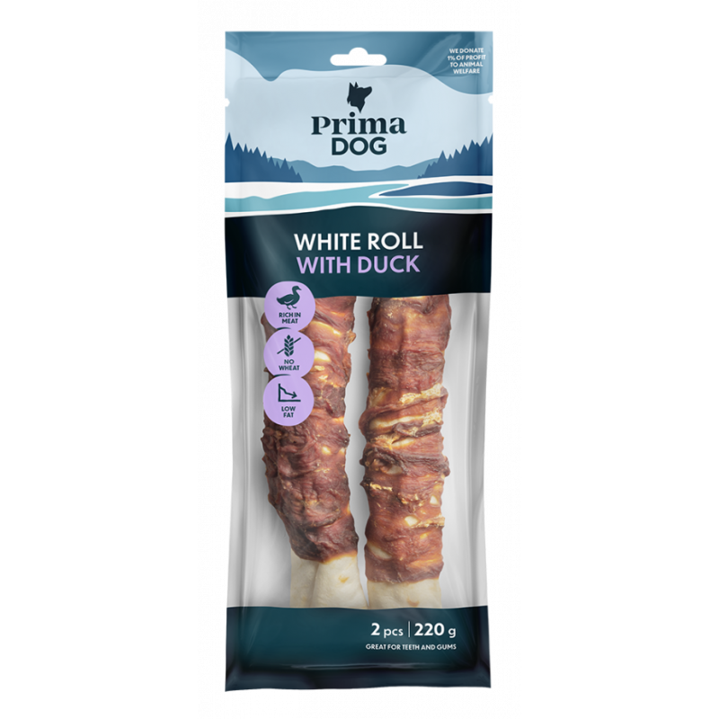 Vit Tuggrulle med Anka 25cm 220g 2-Pack