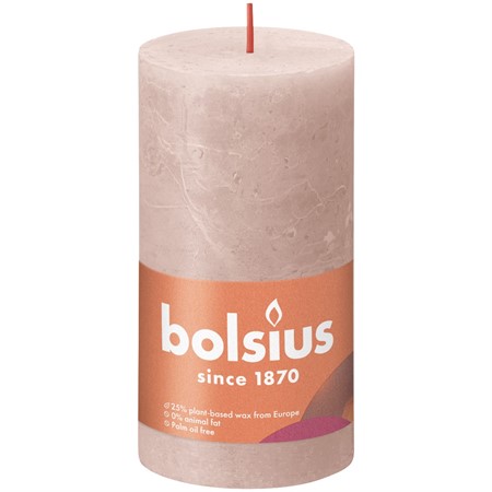 Blockljus Rustik 13x6,8cm Misty Pink