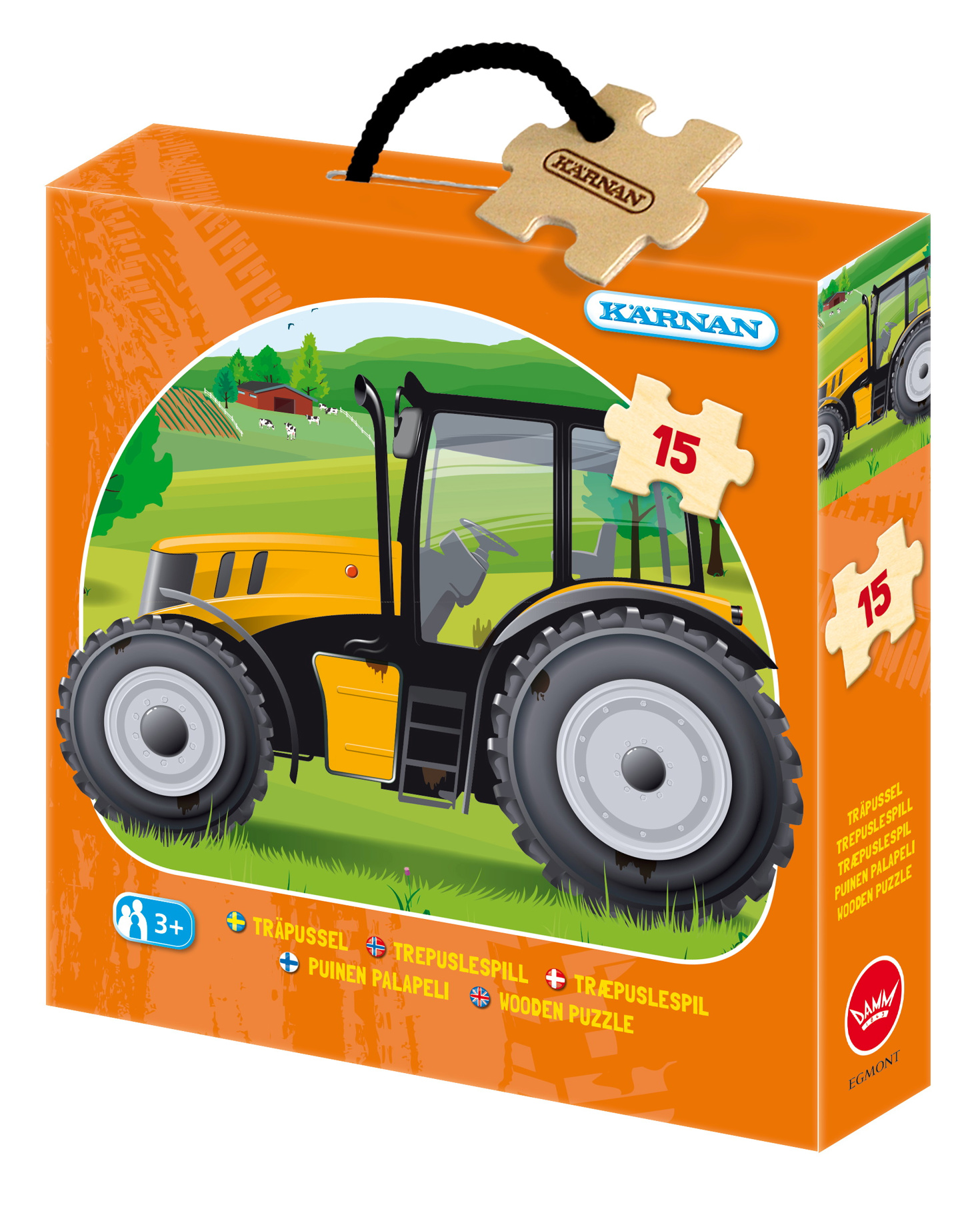 Träpussel, 15 bitar, Traktor