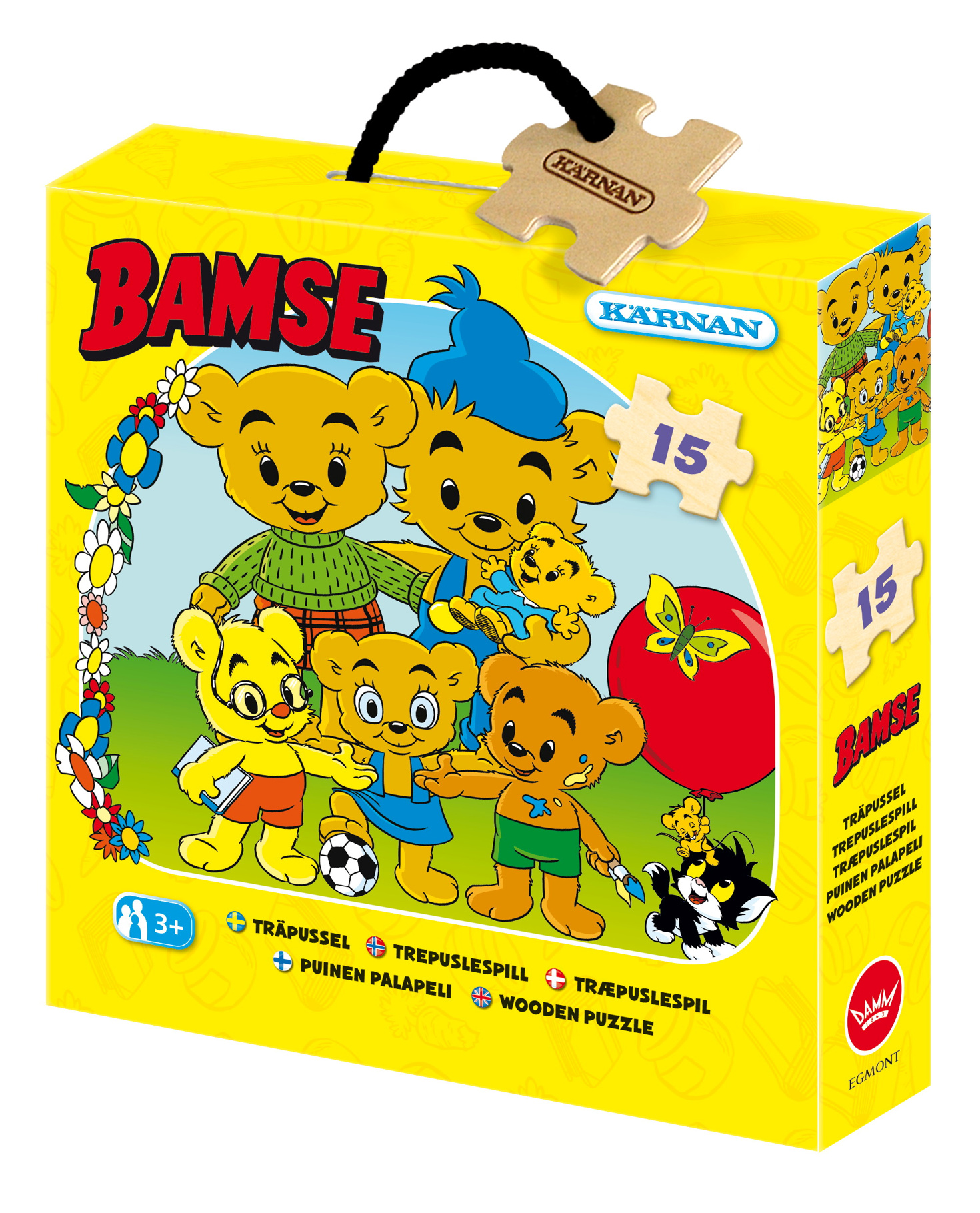Träpussel, 15 bitar, Bamses Familj