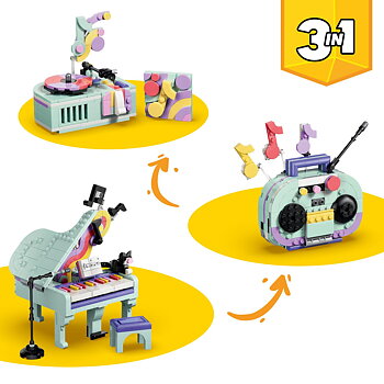 3-i-1 Flygel med Musikdekorationer och Katt - 31392