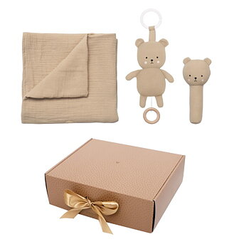 JaBaDaBaDo Babypresentset Teddy Filt Beige
