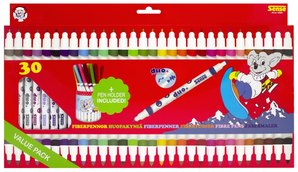 Fiberpennor Dubbelspets 30-pack