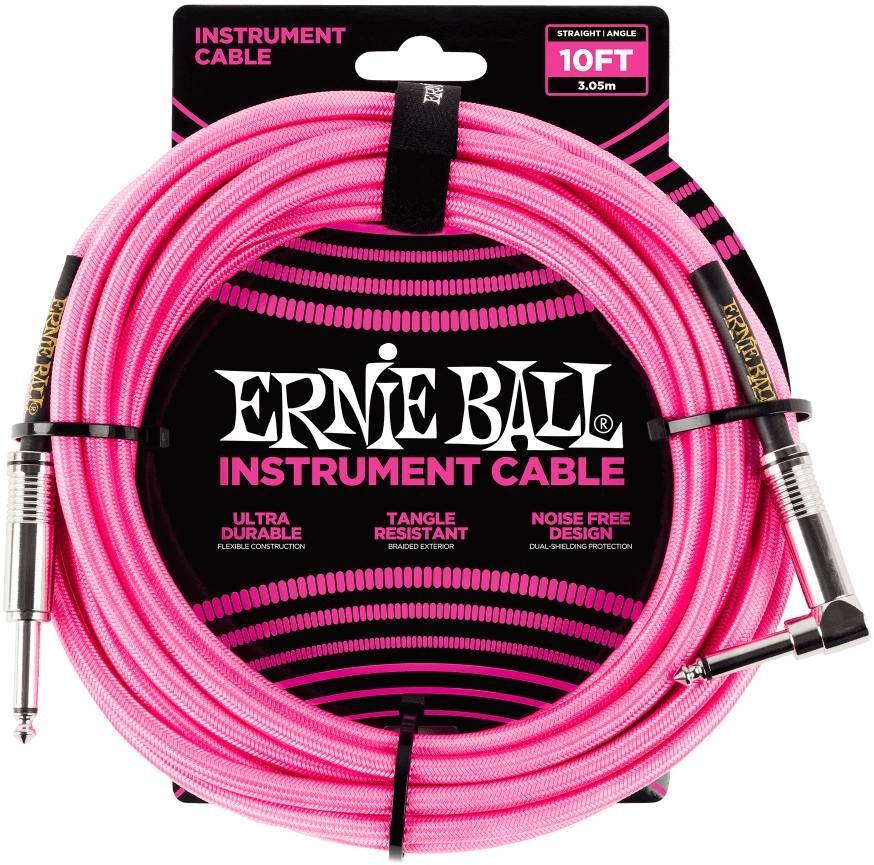Ernie Ball 6078 - 3m Braided Neon Pink Instrument Cable Tele/Tele