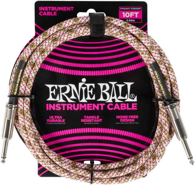 Ernie Ball 6426 Pay Emerald Argyle Braided Pink/Beige Instrument Cable Tele/Tele