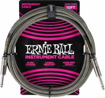 Ernie Ball 6429 Silver Fox Flätad  Instrumentkabel Tele/Tele