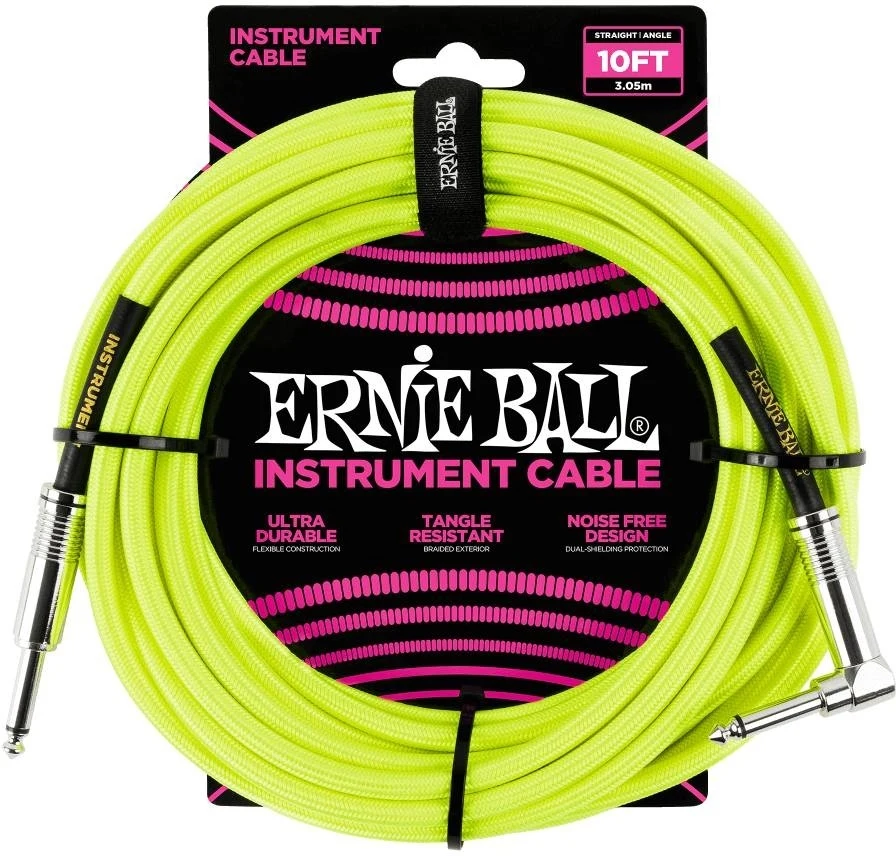 Ernie Ball 6080 - 3m Braided Neon Yellow Instrument Cable Tele/Tele