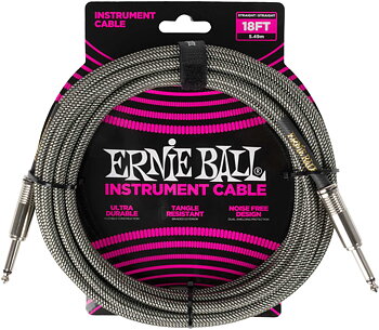 Ernie Ball 6433 Silver Fox Flätad  Instrumentkabel Tele/Tele 5,4 m