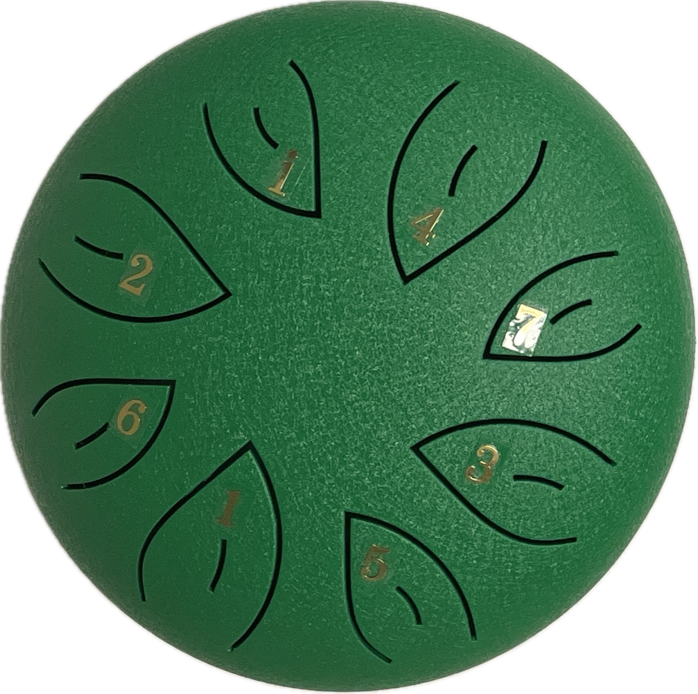 Fzone STD618N/HOLE3 Steel Tongue Drum 6″, 8 Notes, green