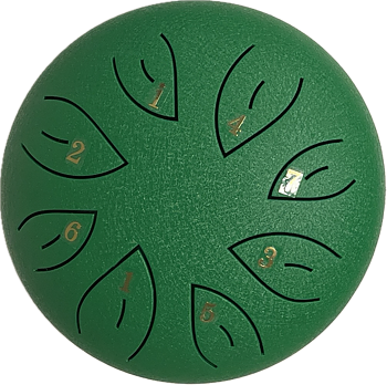 Fzone STD618N/HOLE3 Steel Tongue Drum 6″, 8 Notes, grön