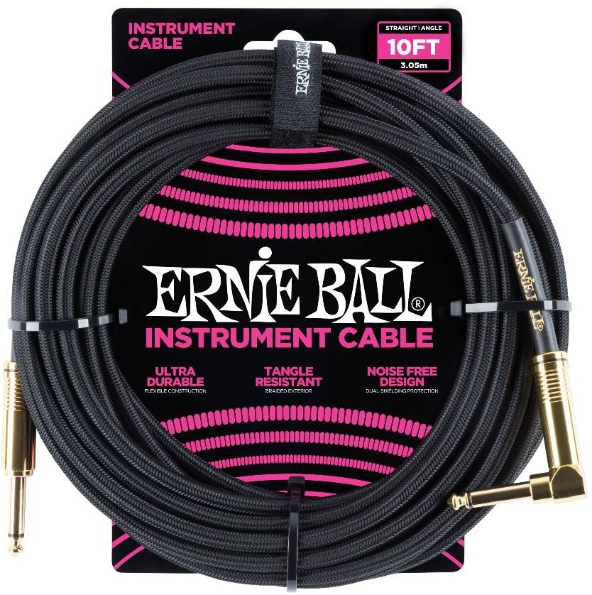 Ernie Ball 6081 - 3m Braided Black Instrument Cable Jack/Jack