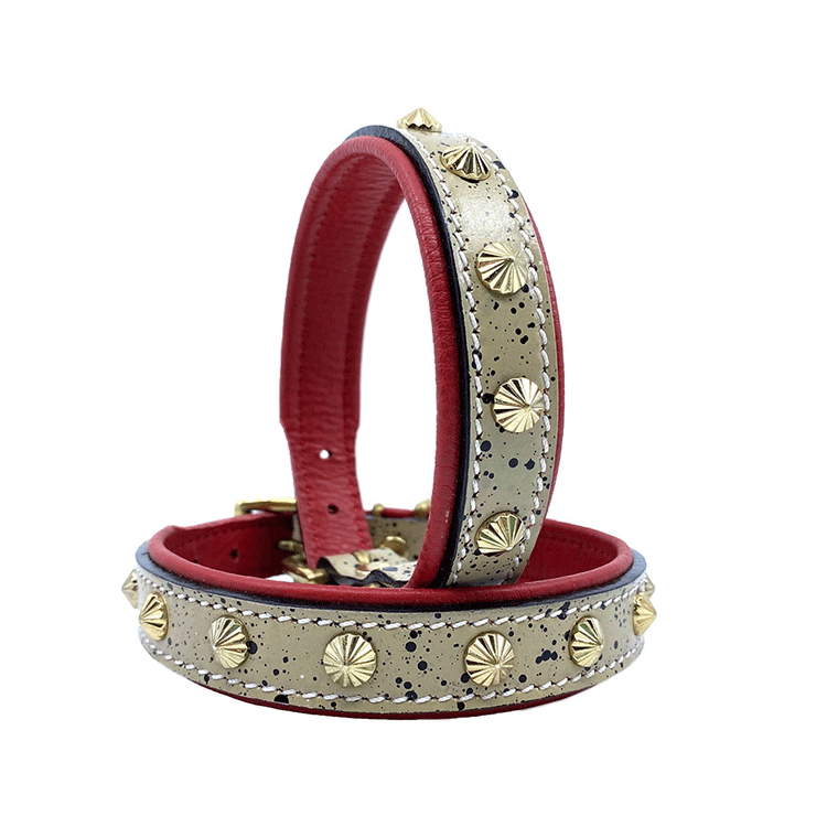 Hundhalsband Läder Splatter Paint - 3