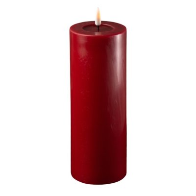 DELUXE RealFlame Blockljus Bordeaux 7,5 x 20