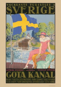 AFFISCH GÖTA KANAL/KVINNA PÅ BÅT