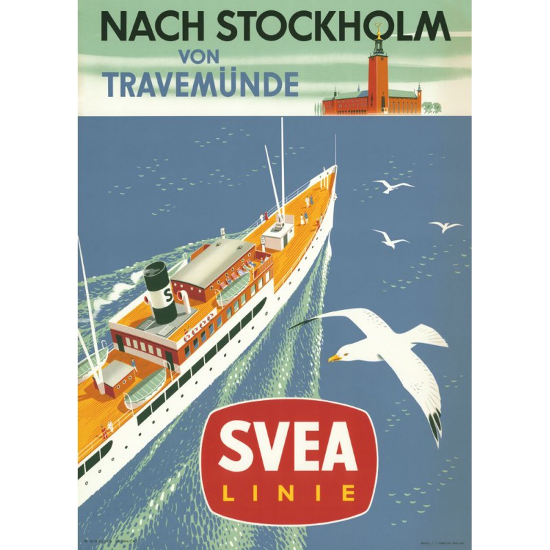 AFFISCH  NACH STOCKHOLM VON TRAVEMUNDE