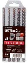 Hammer drill set, 5 pieces: 5-12 mm - 2 bits Tecos