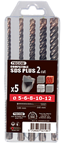 Hammer drill set, 5 pieces: 5-12 mm - 2 bits Tecos