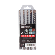 Hamerboren set, 5 stuks: 5-12 mm - 4 bits Tecos