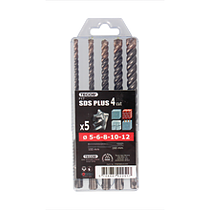 Hammer drill set, 5 pieces: 5-12 mm - 4 bits Tecos
