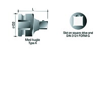 Kraftadapter Adapter med pinnhål  3/8" 1/4" med kula DIN 3121, Tecos 