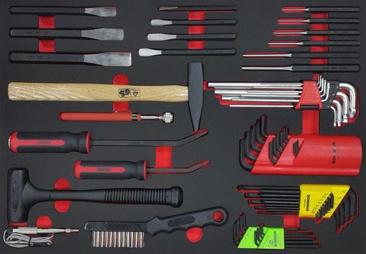 Autokit met inbussleutels etc. 66 stuks in EVA-schuim