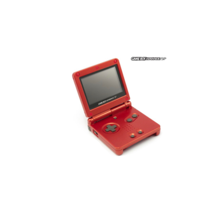 GBA SP konsol röd normalt till slitet skick inkl laddare