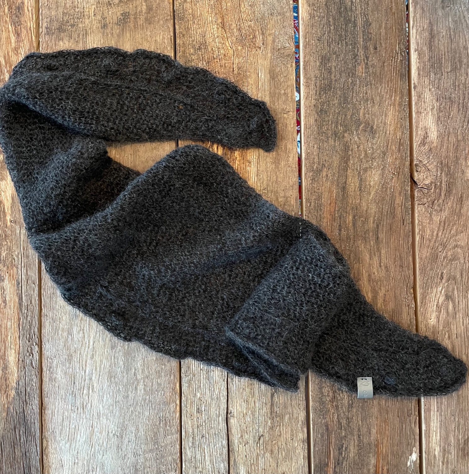 Gray shawl knit by hand
