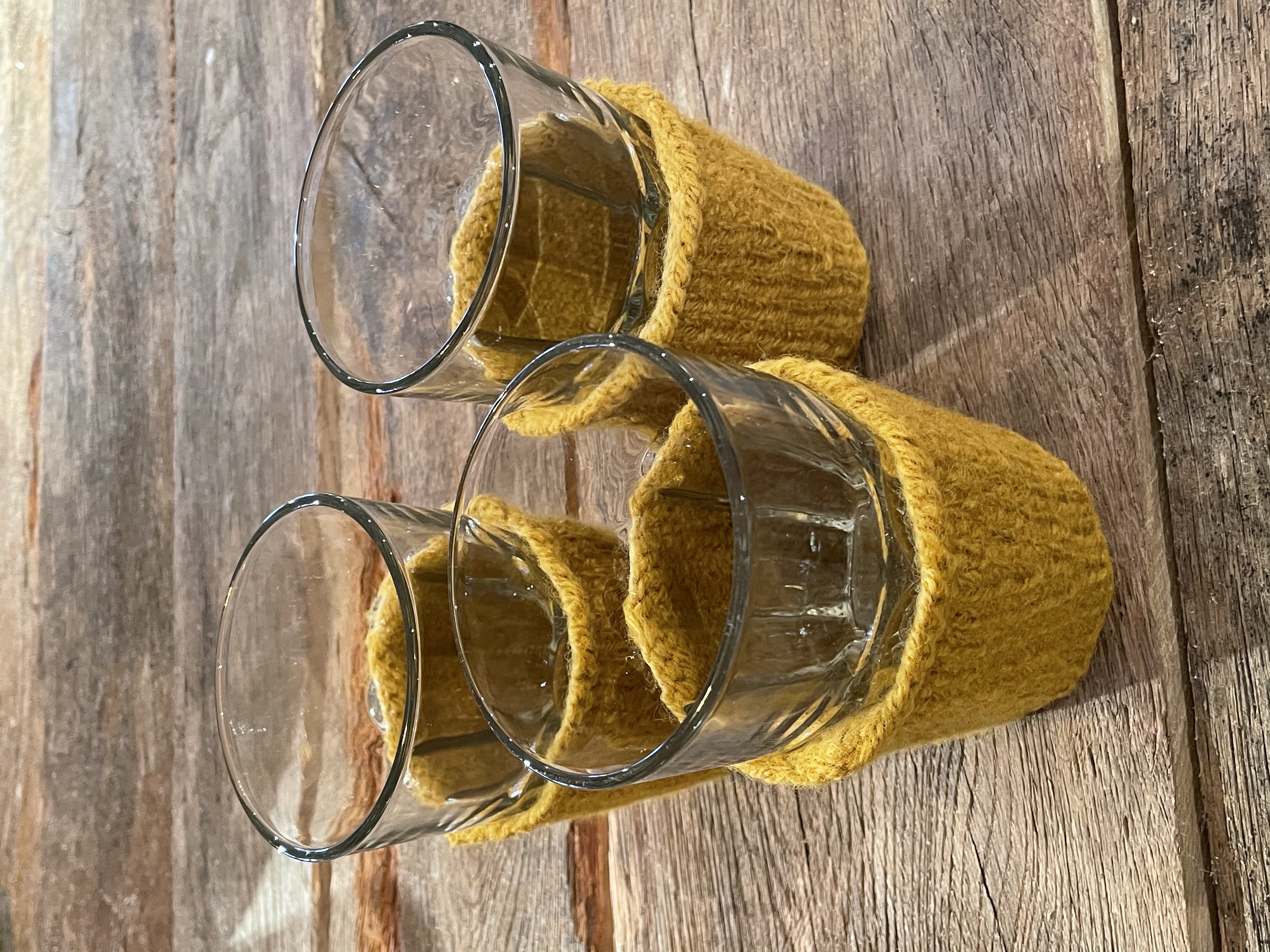 Mustard colored glass holder - 2