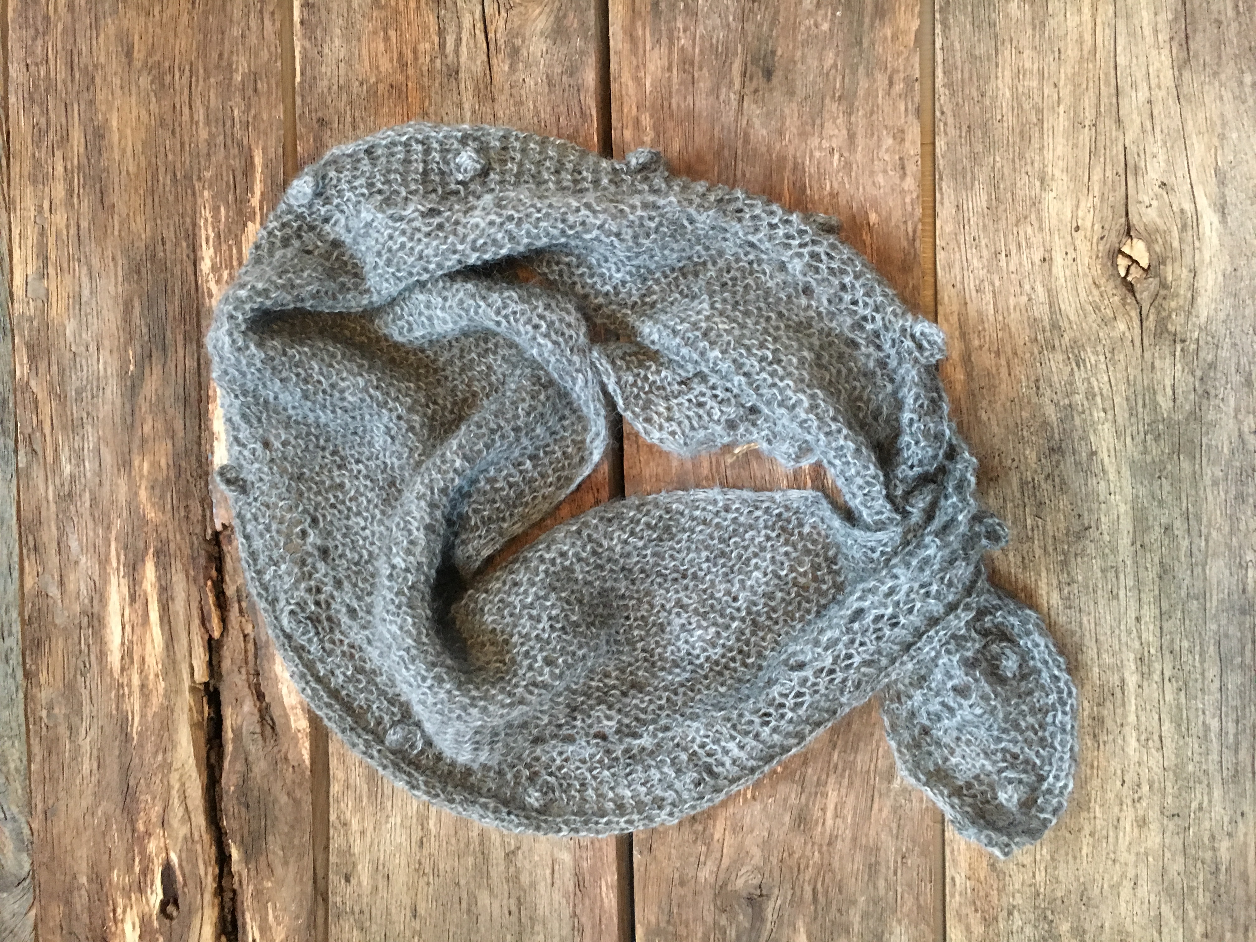 Gray shawl knit by hand