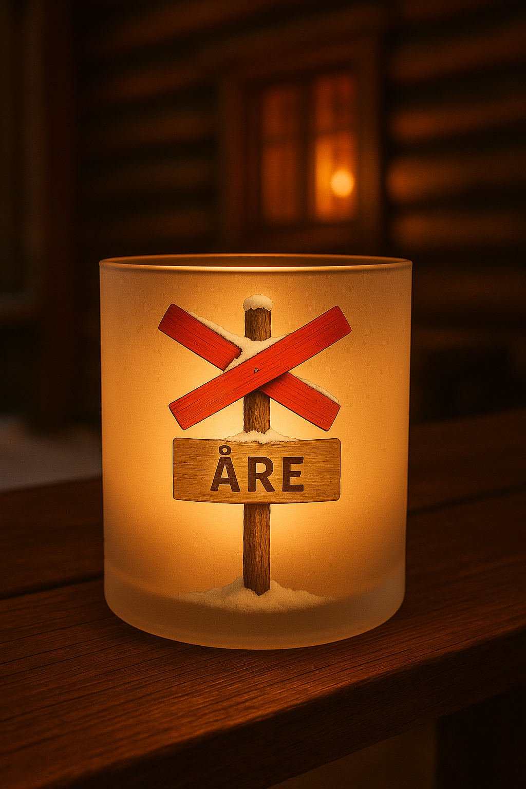 Frosted glass candle lantern - Led cross - Choose from several different motifs - 2
