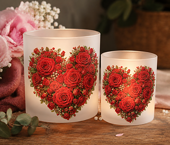 Ljuslykta Rosenhjärta – frostat glas